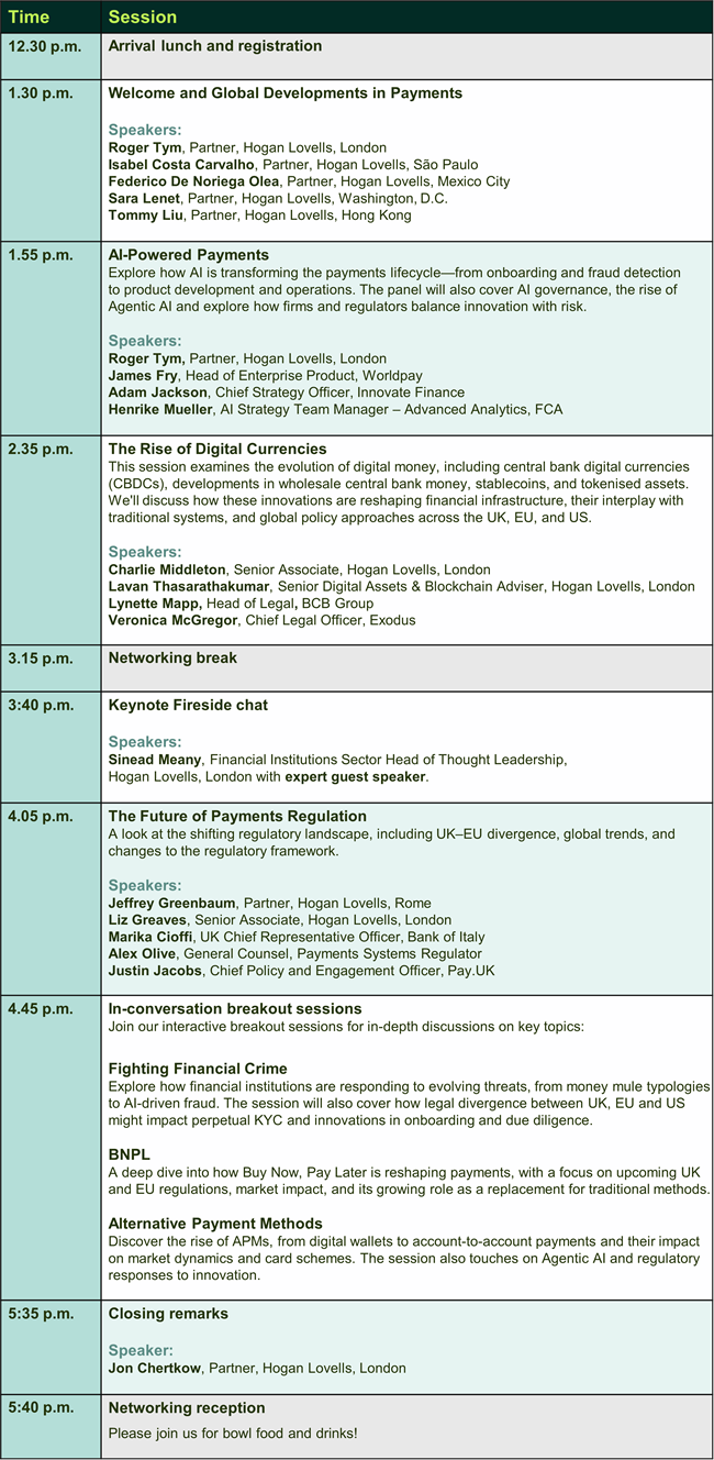 Payments - final agenda